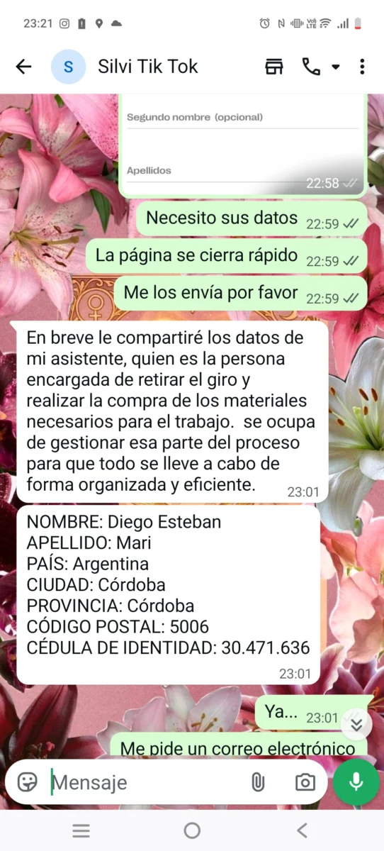 Vengo a denunciar a una argentina de Córdoba llamada Silvina Ordenez , que hace depositar una cifra muy alta, luego te amenaza pidiendo más dinero, hace que envíes el dinero al no…