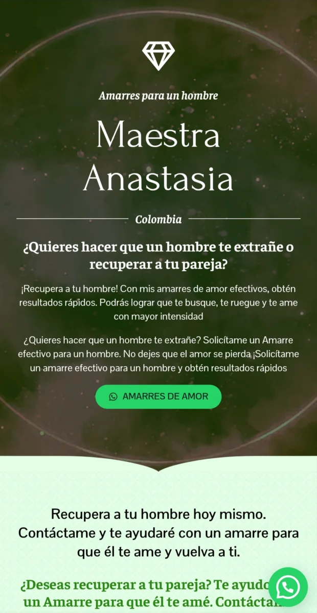 La maestra Anastasia o le ayuda a uno a recuperar la pareja, es una mentira. Haces un pago y tres días depsues te pide otro, no envia fotos del trabajo, vuelve y envias y nuevamen…