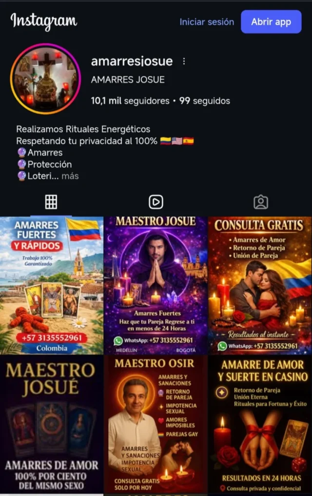 Amarres Josue.. hay muchos que han caido en sus estafas.. fui uno de ellos. Por precavido no perdi mucho pero ahora que me entero ha robado a muchas personas. Lastimosamente es un…